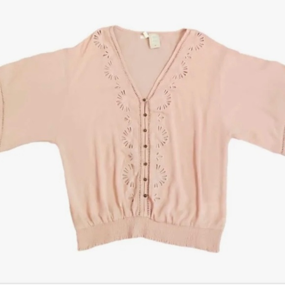 Maurices Tops - Maurice's Pink Short Sleeve Eyelet Blouse
